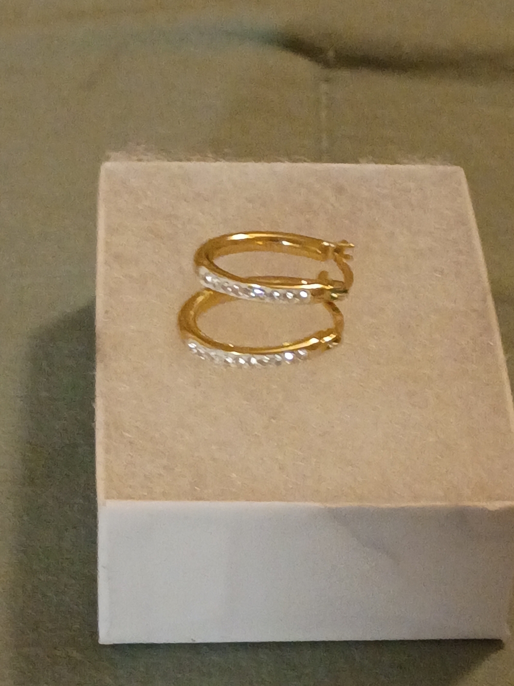 Gold Hoop Earrings with Clear Stones - Elegant Women's Jewelry